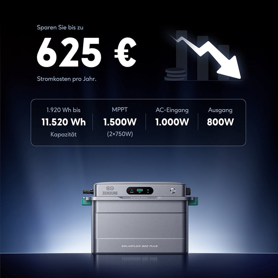 Zendure SolarFlow 800 Plus balcony solar battery storage with dual MPPT in a compact housing