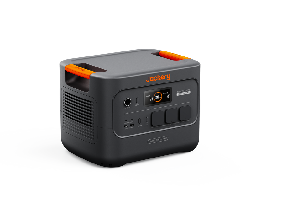 Jackery Explorer 3000 v2 portable power station in a compact design with 3072 Wh capacity